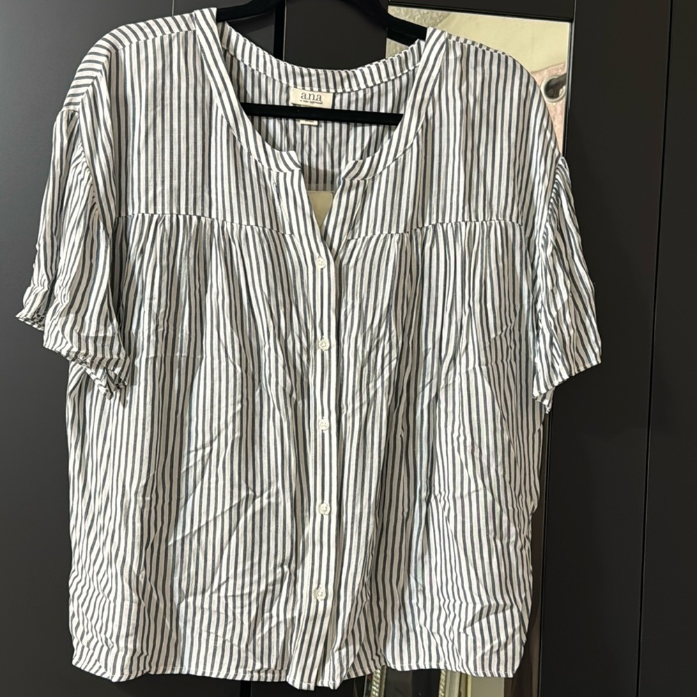 A.N.A button down short-sleeve top